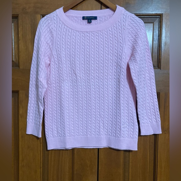Brooks Brothers Sweaters - NWT Brooks Brothers Light Pink Cable Knit cotton cashmere Sweater medium